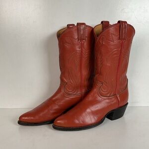 1970s Tony Lama Sienna Cowboy Boots Men’s 6.5 C | Women’s 8 Tooled Inlay
